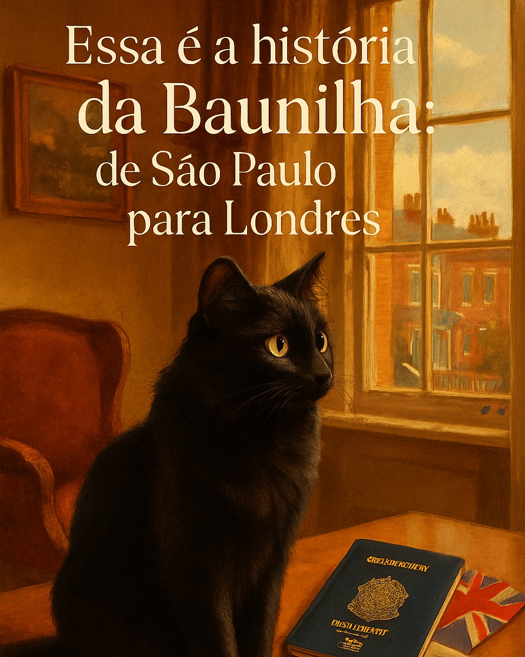 Baunilha, Gata, viagem de São Paulo, SP para Inglaterra